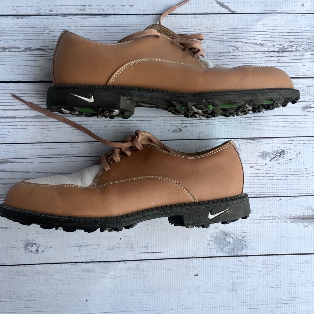 NIKE Golf Bella Last Womens Tan & Cream Leather Spiked Comfort Shoes Size 9